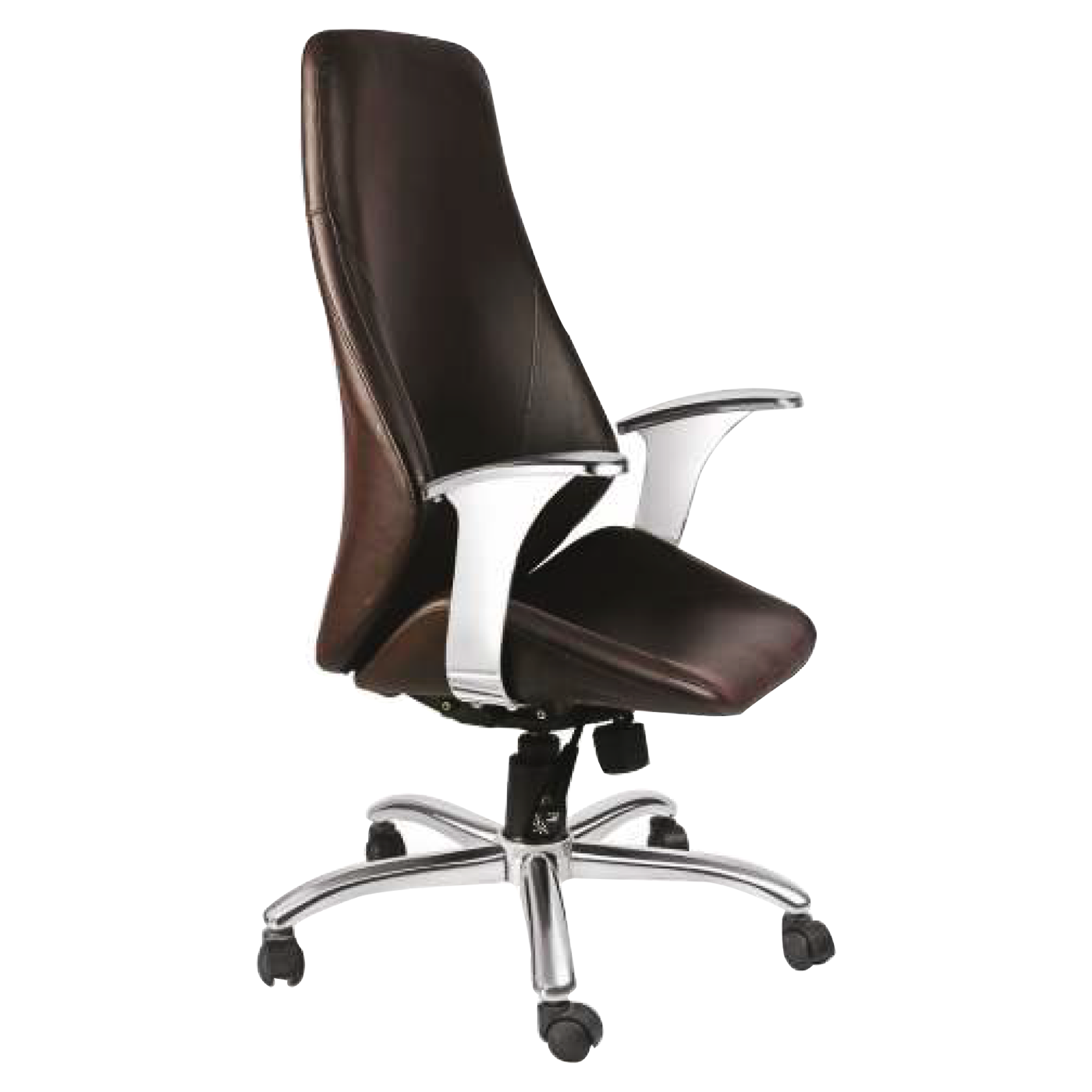 Detec™ Executive High Back Chair with ss arms sincro any locking mechanism hydraulic crome base in dark brown color