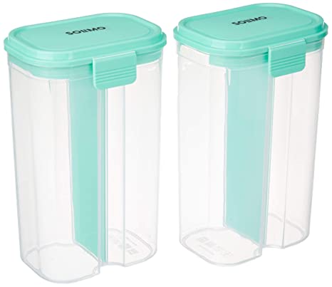 Amazon Brand Solimo Double Partitioned Storage Container Set 2 Pieces 2L