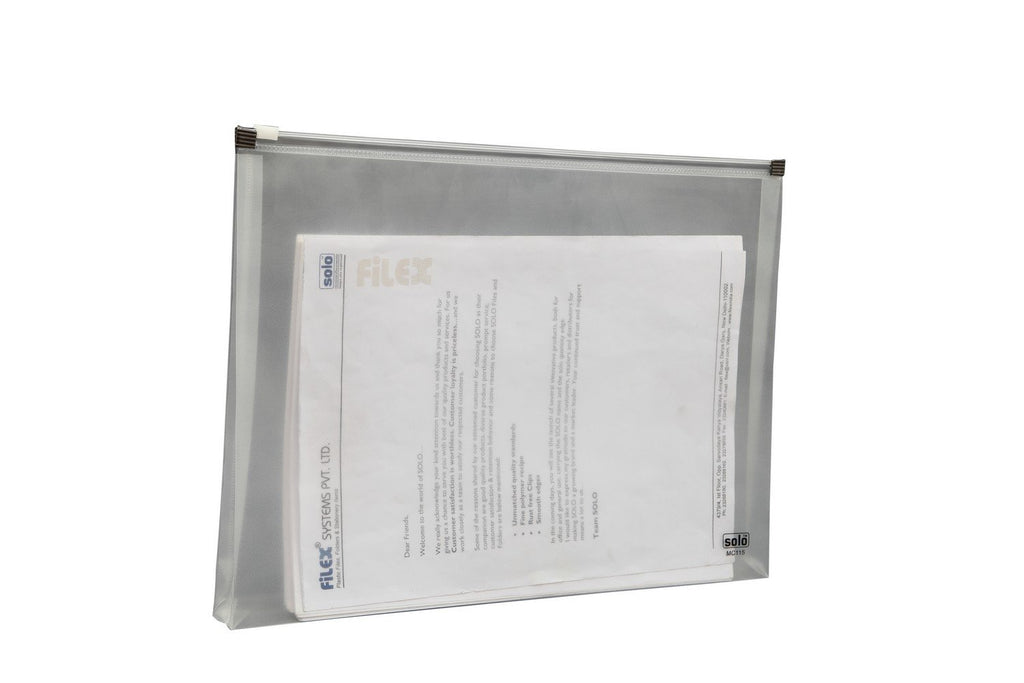 Solo MC115 Document Bag Zipper Closure Landscape F/c Transparent Pack of 30