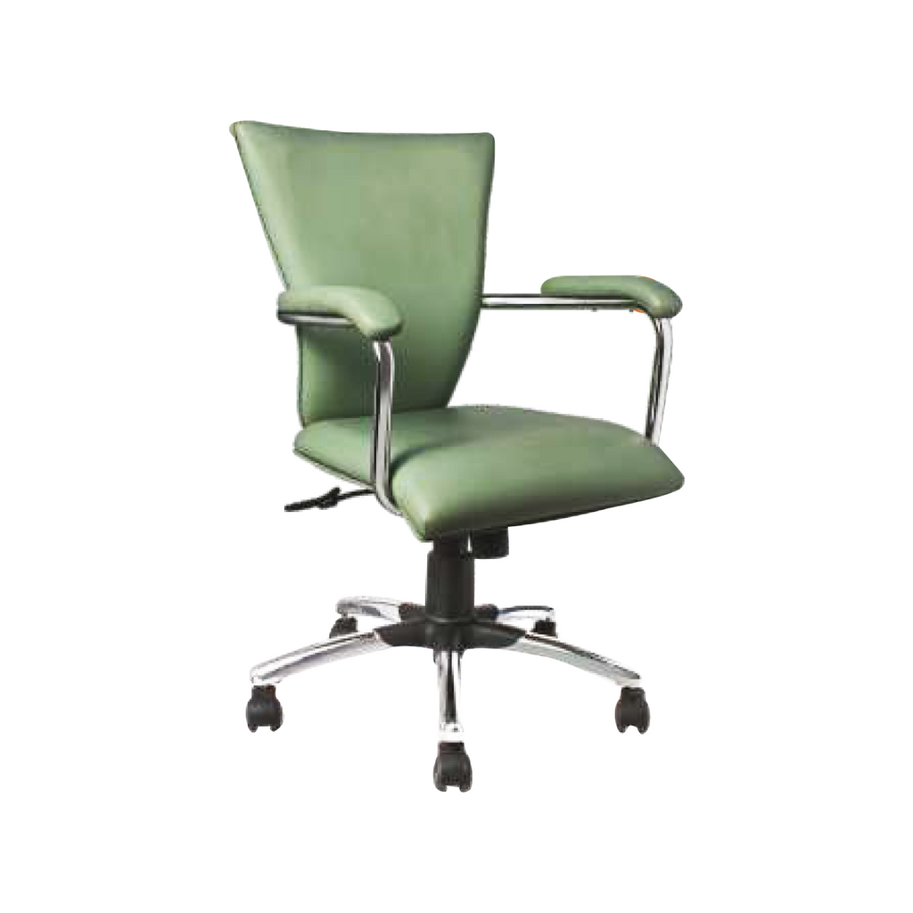 हरे रंग में टिल्टिंग मैकेनिज्म टॉप कुशन आर्म हाइड्रोलिक क्रोम बेस के साथ डिटेक™ जूनियर एक्जीक्यूटिव कुर्सी