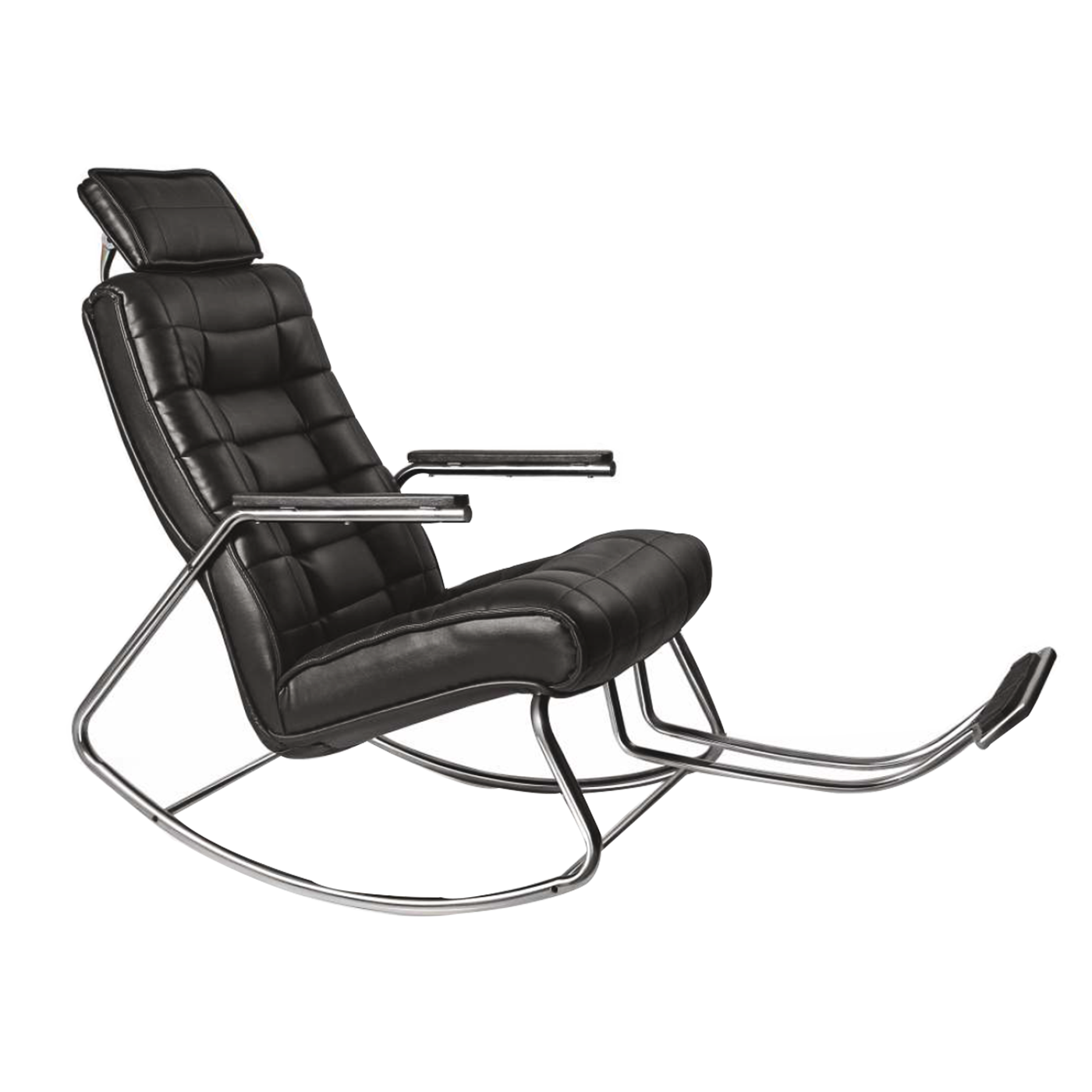 Detec™ Rocking Chair with hand rest and Foot rest crome frame in black color