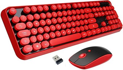 वायरलेस कीबोर्ड माउस कॉम्बो 2.4GHz वायरलेस टाइपराइटर लाल