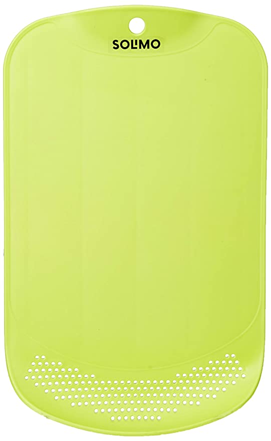 Amazon Brand Solimo Plastic Chopping Board with Drainer Green Pack of 2