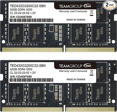 TEAMGROUP Elite DDR4 64GB Kit (2 x 32GB) 3200MHz PC4-25600 CL22 Unbuffered Non