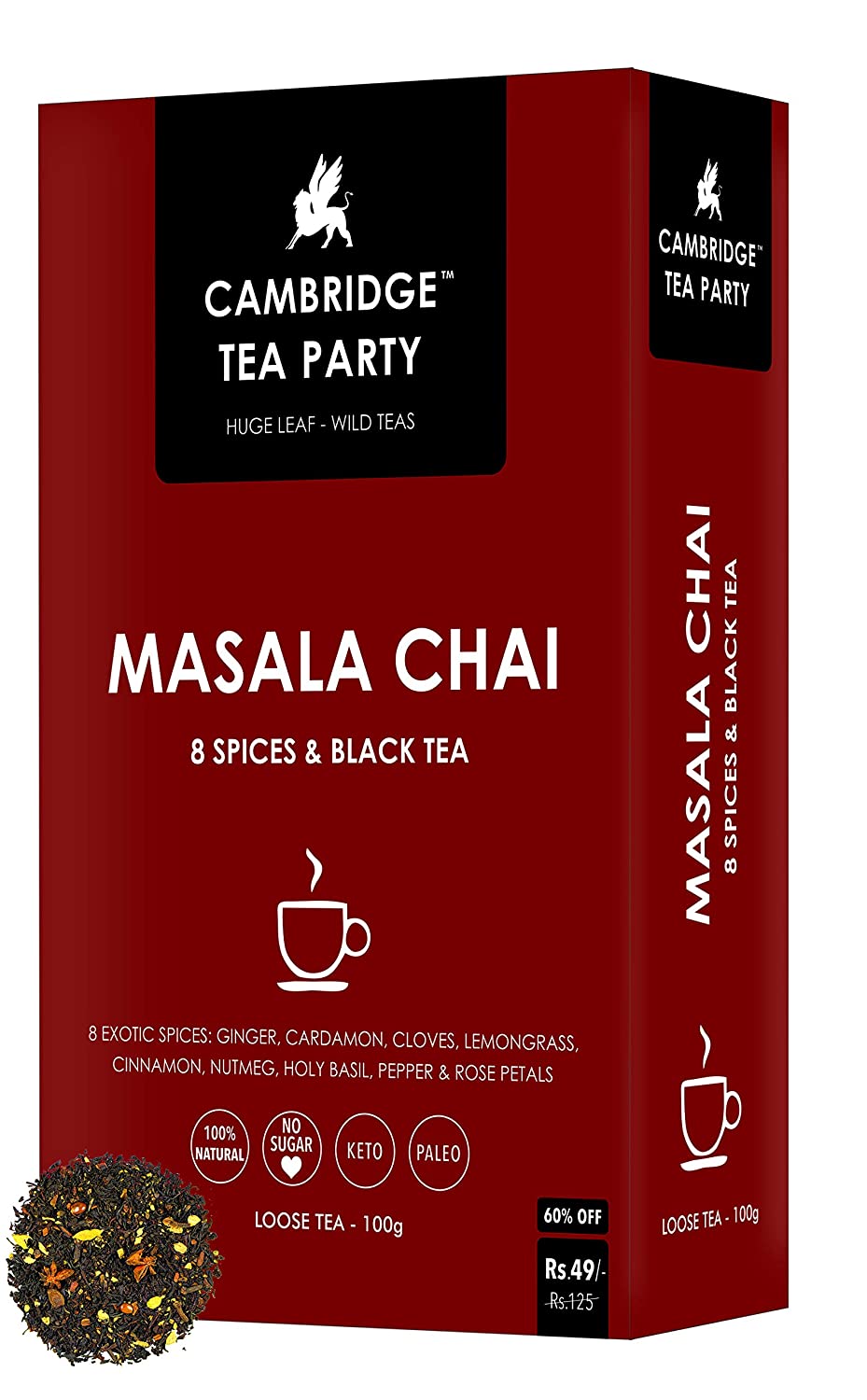 Cambridge Tea 8 Spices Masala Chai Black Tea 100g  (Pack of 4)