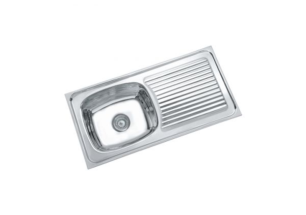 Parryware C853199 Eco Series Folded Edge, Gloss Finish Single Bowl with Drain Board