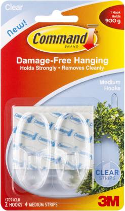 Detec™ 3M Command  Medium Clear Hooks with Clear Adhesive Strips Pack of 30