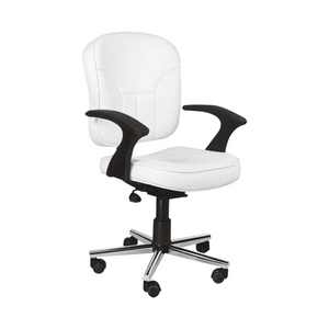 Detec™ Junior Executive chair push back facility PU arms rest hydraulic crome base in white color 