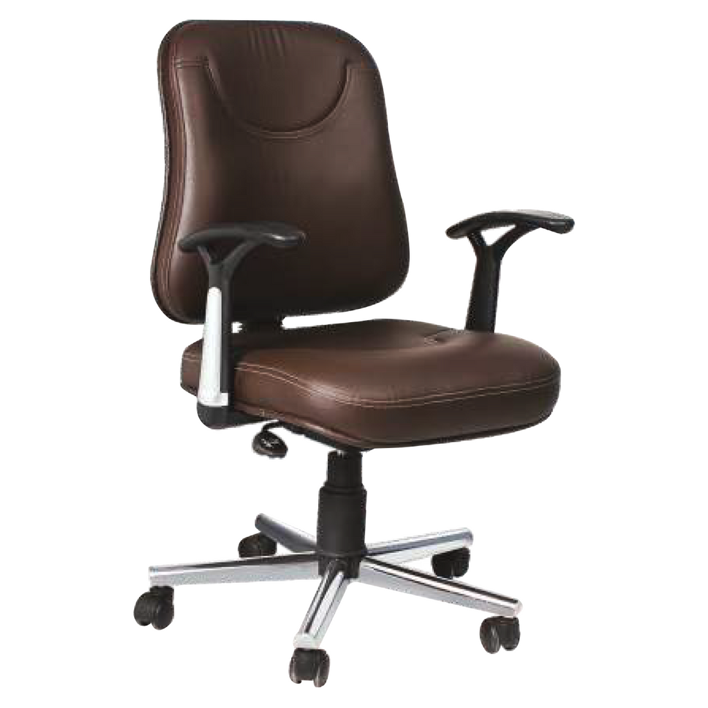 Detec™ Junior Executive chair PP arms, Push Back Facility Hydraulic Crome Base in Brown Color