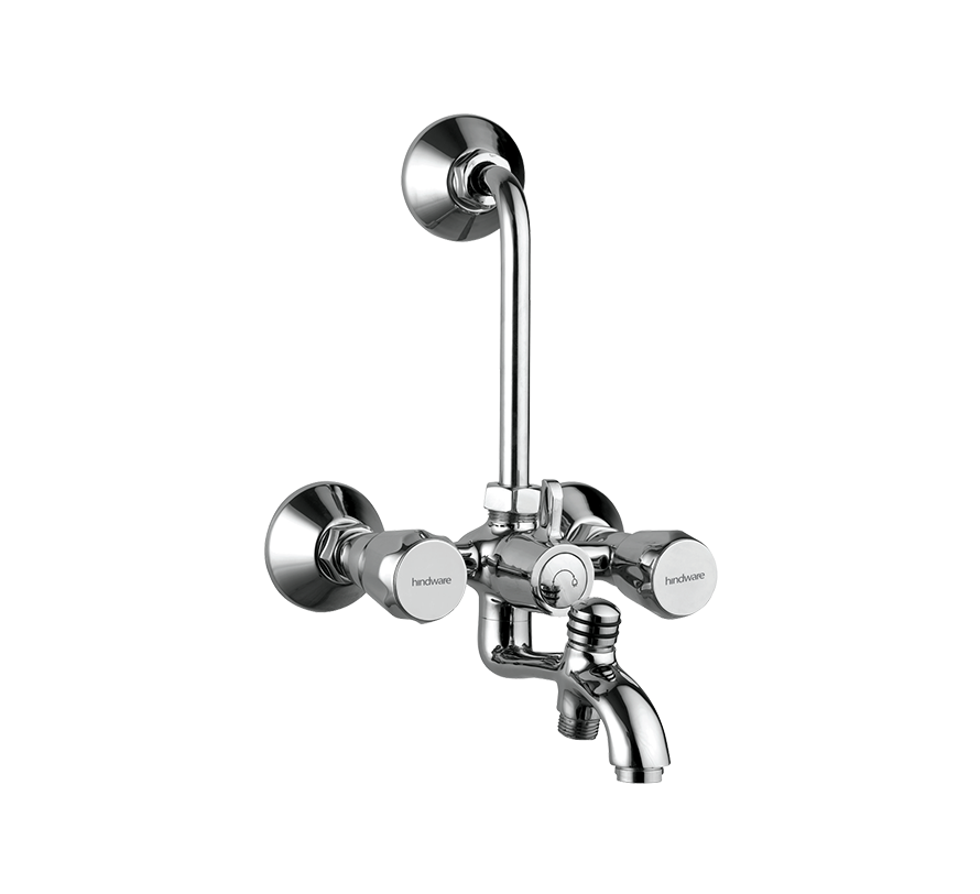 Hindware Classik Wall Mixer 3 In 1 System With Provision For Hand Shower And Overhead Shower & Hand Shower 115 mm  Long Bend Pipe (F200022)