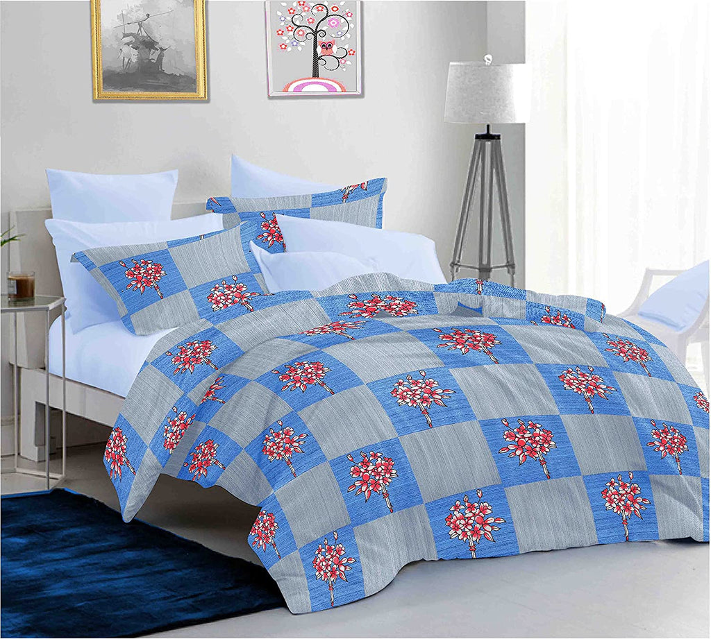 Sleeping Owls Allure 100% Soft Cotton 144 Tc Double Bedsheet with 2Pc Pillow Cover - 228Cm X 254 cm