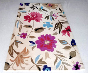 Detec™ Wool Hand Tufted Rug - Floral Pattern on Beige