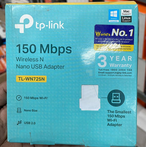Open Box, Unused TP-Link TL-WN725N Wi-Fi Receiver 150 Mbps Wireless Nano USB Adapter Pack of 5