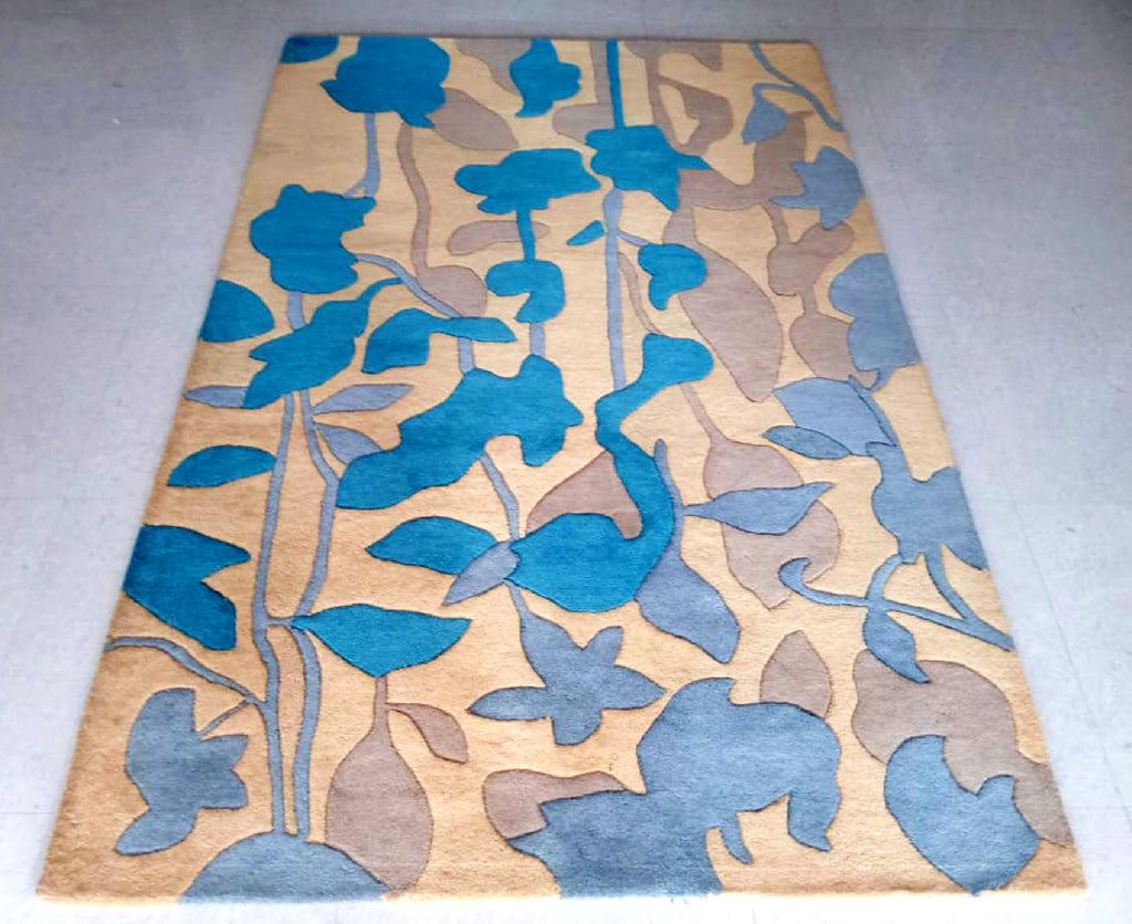 Detec™ Wool Hand Tufted Rug - Blue and Beige