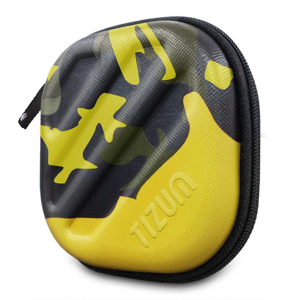 Open Box, Unused Tizum Earphone Carrying Case Camouflage Yellow Pack of 2