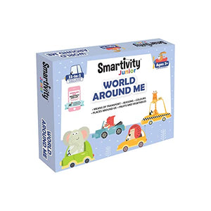 Smartivity Junior World Around Me Pre-School STEAM Learning Educational Toy Art & Craft Play 11 in 1 Activity Kit Gift Box 2 - 5 yrs Toddler Baby Augmented Reality Colouring, Interactive Flash Cards Pack of 12