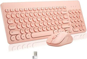वायरलेस कीबोर्ड और माउस कॉम्बो सुपरबीसीको 2.4GHz बेबी पिंक