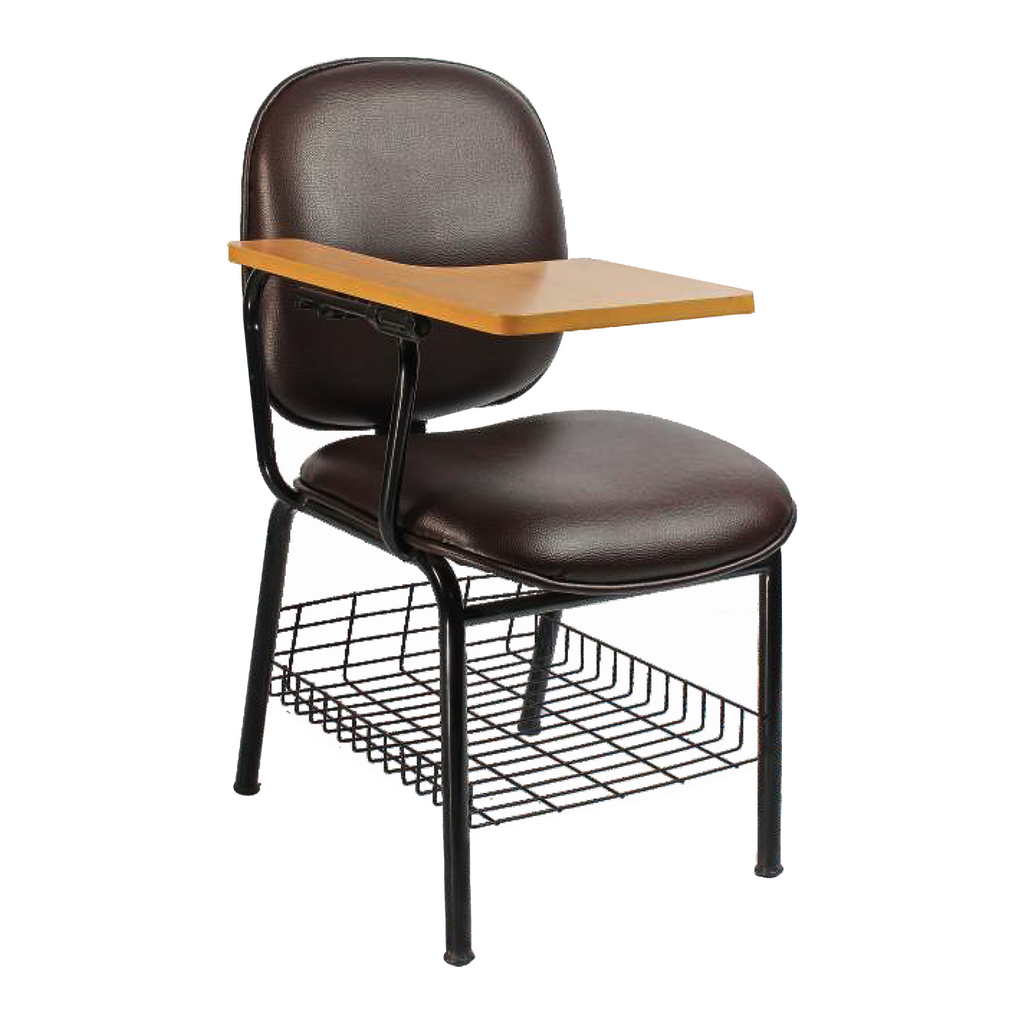 Detec™ Institute Chair With movable Desk 14 gauge CRC pipe in cushioned Brown Color