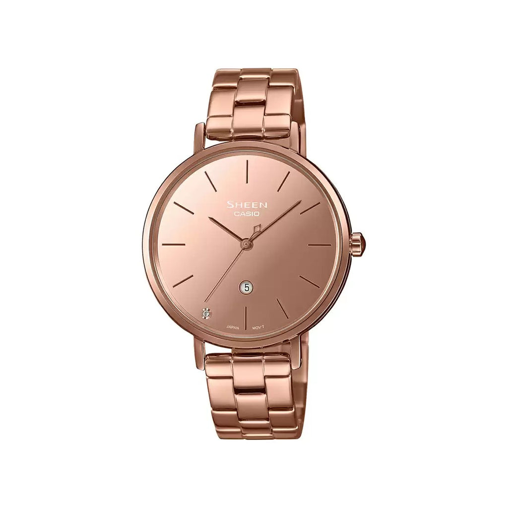 Casio Sheen SHE 4544PG 4AUDF SH247 Pink Gold Sapphire Line Women's Watch