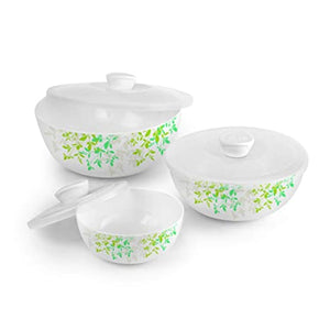Cello Opalware Green Orchard Mixing Bowls with Lid 500ml 1000ml