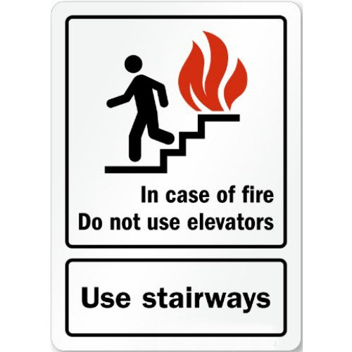 Detec™ In Case Of Fire/ Do Not Elevators / Use Staircase Safety Sign board