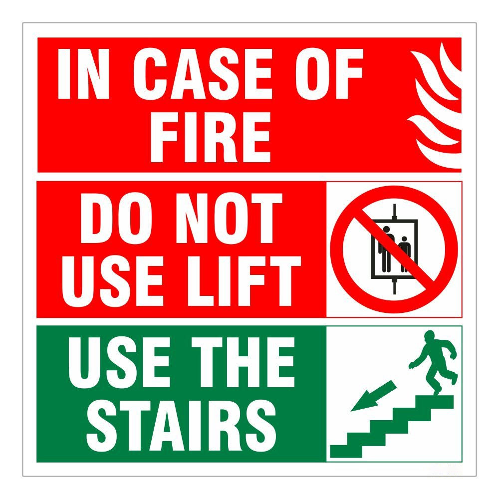 Detec™ आग लगने की स्थिति में/लिफ्ट का उपयोग न करें/सीढ़ी सुरक्षा साइन बोर्ड का उपयोग करें 