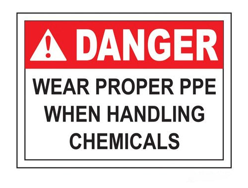 डिटेक™ 12x16 इंच खतरनाक रसायन साइन बोर्ड संभालते समय उचित पीपीई पहनें