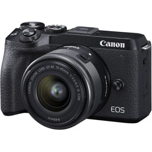 Canon Eos M6 Mark II 15 45mm लेंस मिररलेस डिजिटल कैमरा ब्लैक के साथ