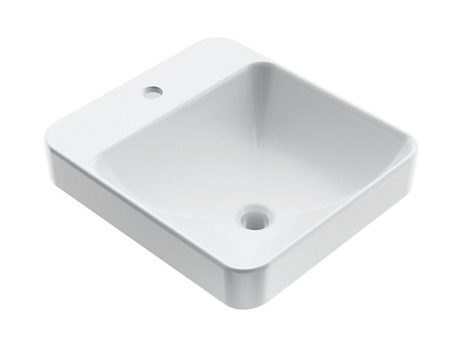 Kohler FOREFRONT Square vessel basin with single faucet hole in white