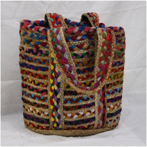 Detec Homzë Jute and Cotton Chindi Hand Bag - Multi Color 