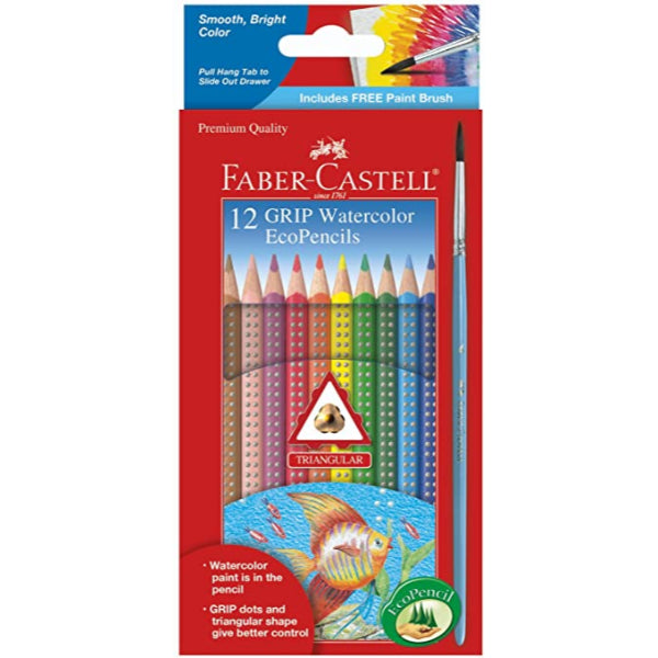 Detec™ Faber Castell 12 Color Grip + Water Color Pencil