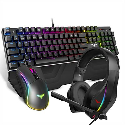 HAVIT Wired Mechanical Gaming Keyboard Mouse Headset Combo Kit
