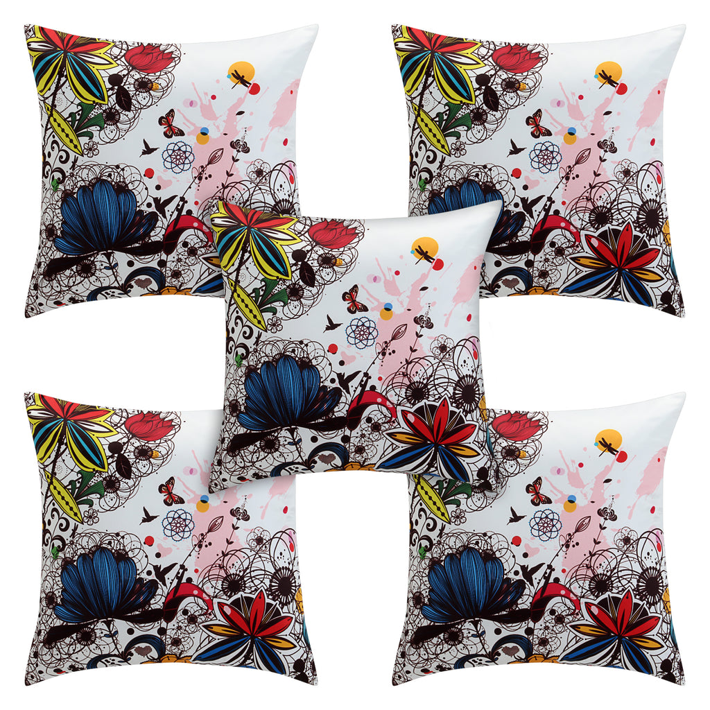 Desi Kapda Printed Cushions & Pillows Cover (Pack of 5, 40 cm*40 cm, Multicolor)