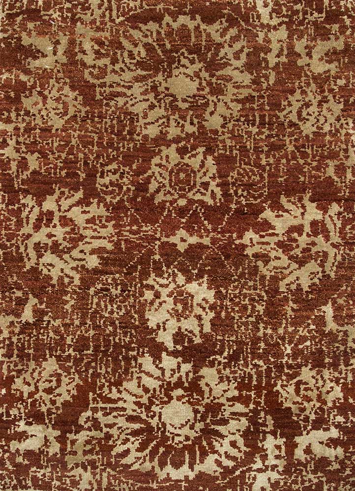 Jaipur Rugs Azalea Wool And Silk 2x3 ft Material in Brick Red / White Sand Color
