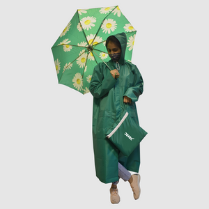 Detec™ Raincoat/Umbrella in Green Free Size