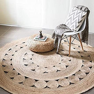 Detec™ Contemporary Jute Rug (Circular Pattern) - Beige Color