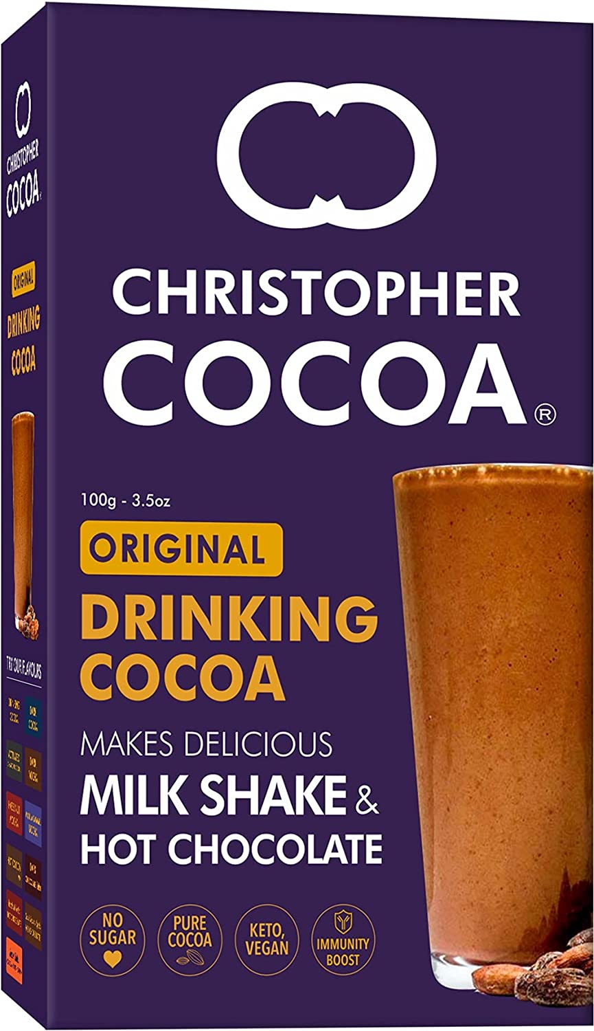 Christopher Cocoa Drinking Chocolate Cocoa Powder 100g Pack of 4