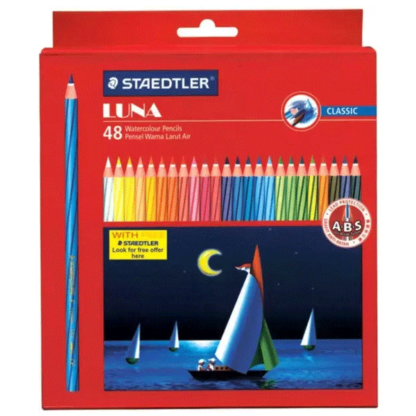 Detec™ स्टैडलर लूना क्लासिक वॉटर कलर पेंसिल - 48 रंगों का बॉक्स
