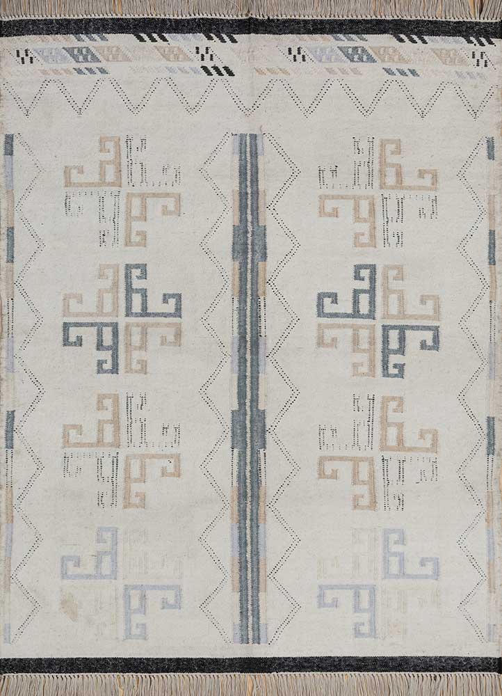 Jaipur Rugs Anatolia Antique White / Ebony Flat Weaves 5x7 ft