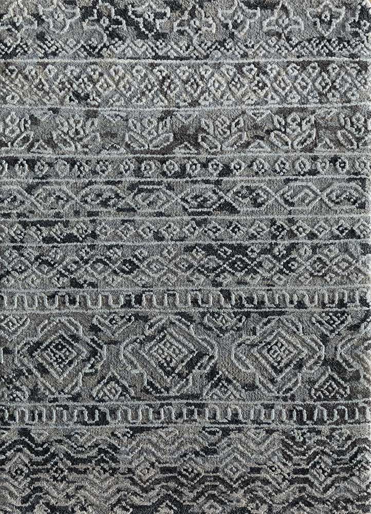 जयपुर रग्स उवेनुति ऊन और बांस रेशम सामग्री हाथ से बुना हुआ बुनाई 2x3 फीट मध्यम ग्रे