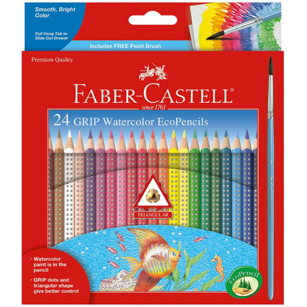 Detec™ Faber Castell 24 Color Grip + Water Color Pencil
