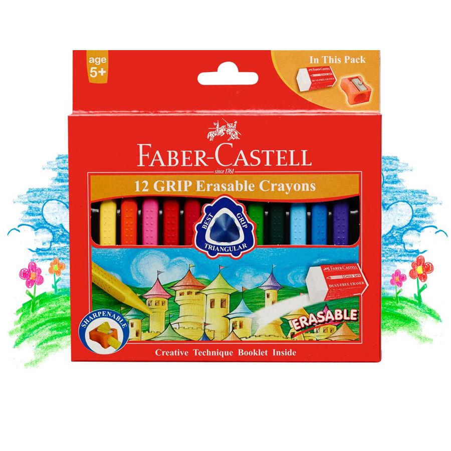 Detec™ Faber Castell 12 Grip Erasable Crayons (pack of 2)