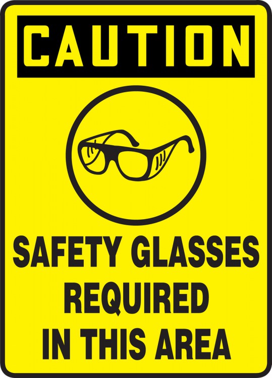 Detec™ 12" x16" Caution Safety Glass Required In The Area Signage