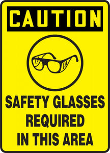 Detec™ 12" x16" Caution Safety Glass Required In The Area Signage