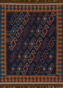 Jaipur Rugs Anatolia Flat Weaves Weaving 5x8 ft Rugs in Navy / Orange Color