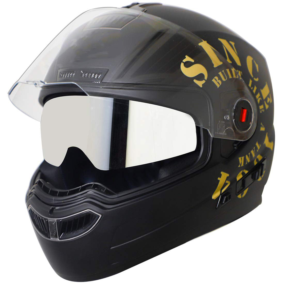 Detec™ Full Face Graphics Helmet, Inner Silver Sun Shield and Outer Clear Visor