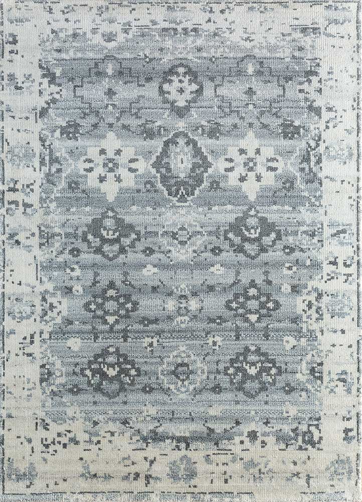 Jaipur Rugs Eden Wool And Viscose Material Hand Knotted Weaving 5x8 ft Skyline Blue
