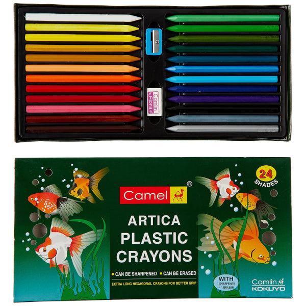 Detec™ Camel Artica Plastic Crayons 24 shades (Pack of 2)