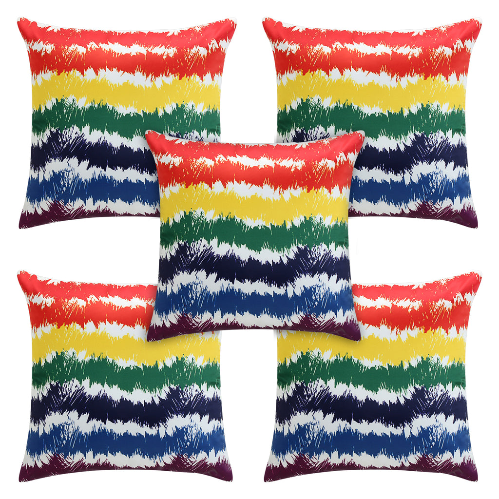 Desi Kapda Printed Cushions Cover (Pack of 5, 40 cm*40 cm, Multicolor)