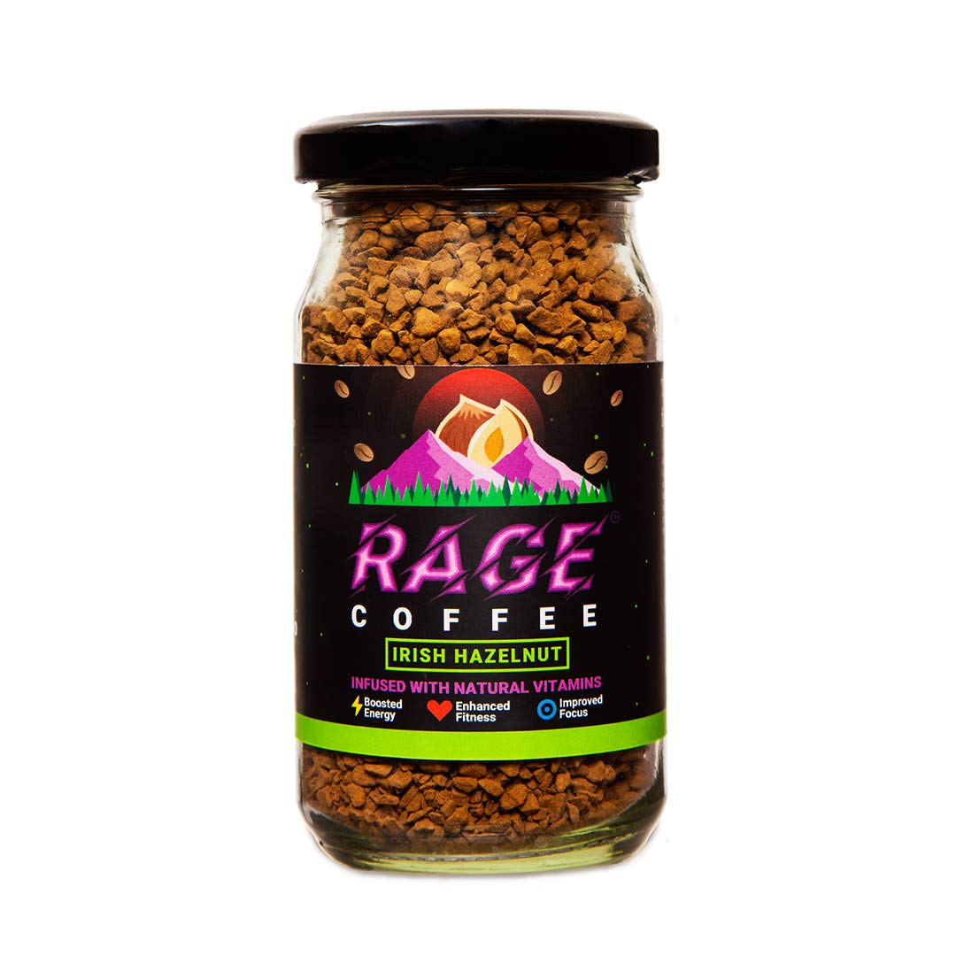 Rage Coffee Irish Hazelnut Flavoured Coffee - 100% Premium Arabica Instant Coffee 